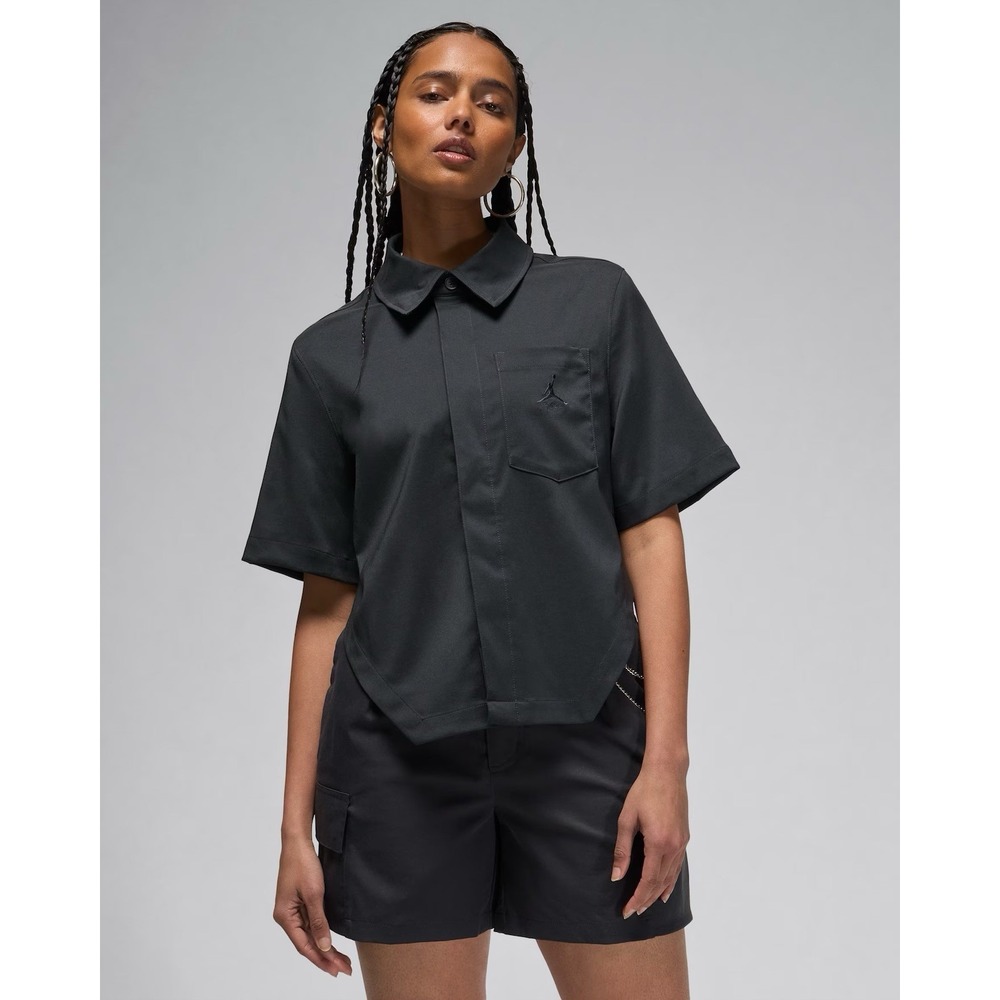 Nike Jordan Women's Woven Crop Top Size Small Button Up Streetwear FN5766-457